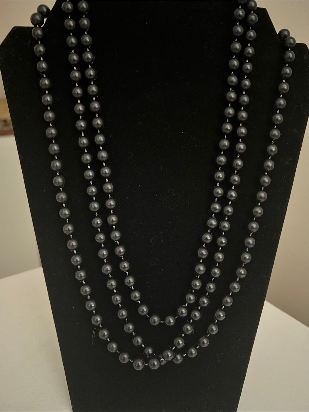 Vintage Layered Black Extra Long Beaded Necklace